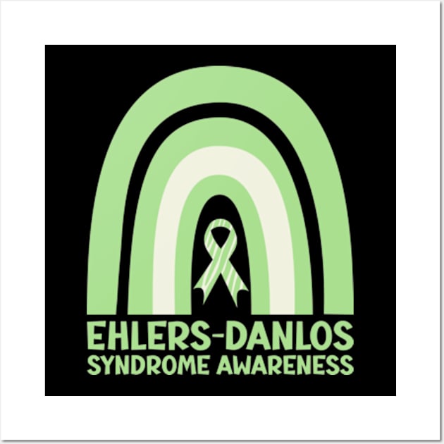 Ehlers-Danlos Syndrome Awareness Ribbon Green Boho Rainbow Wall Art by Jesabee Designs